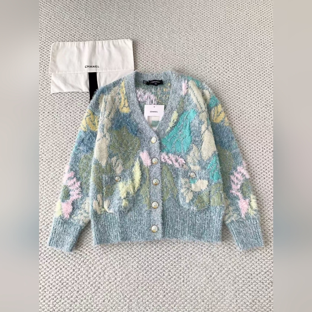 Chanel Multicolor Knit Cardigan Sweater